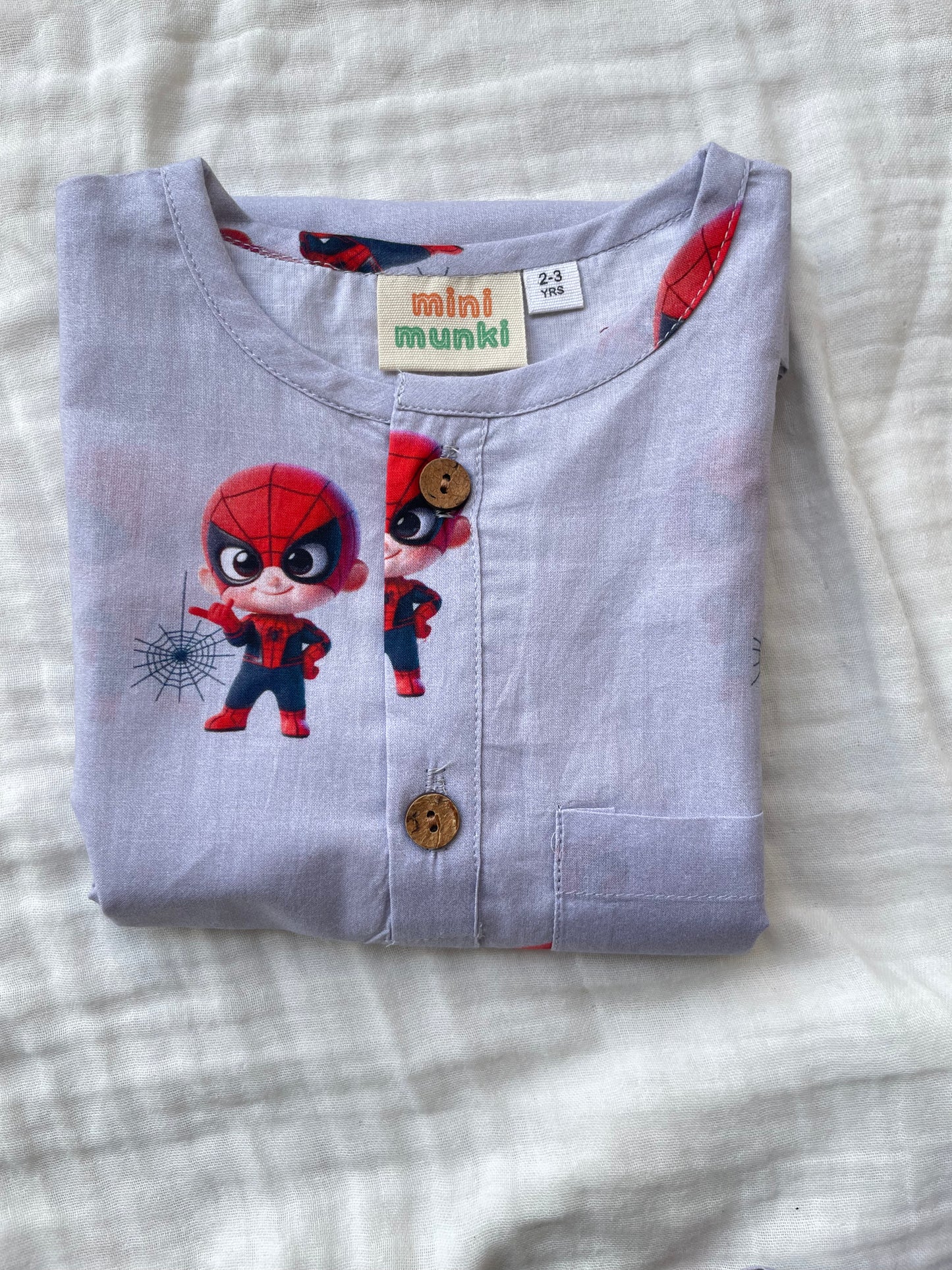 Spidey Snooze - Unisex kids pure cotton night suit