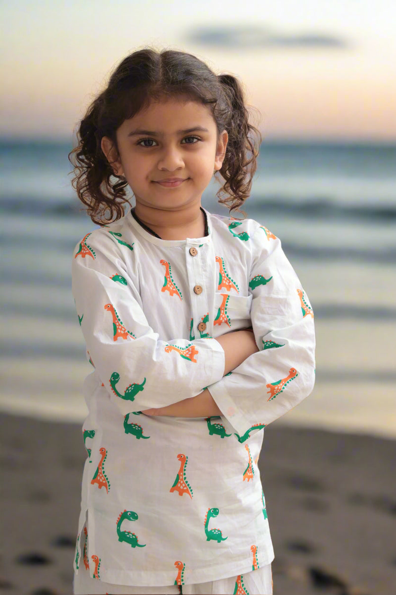 Dino dreams - Unisex Kids Pure Cotton Night Suit