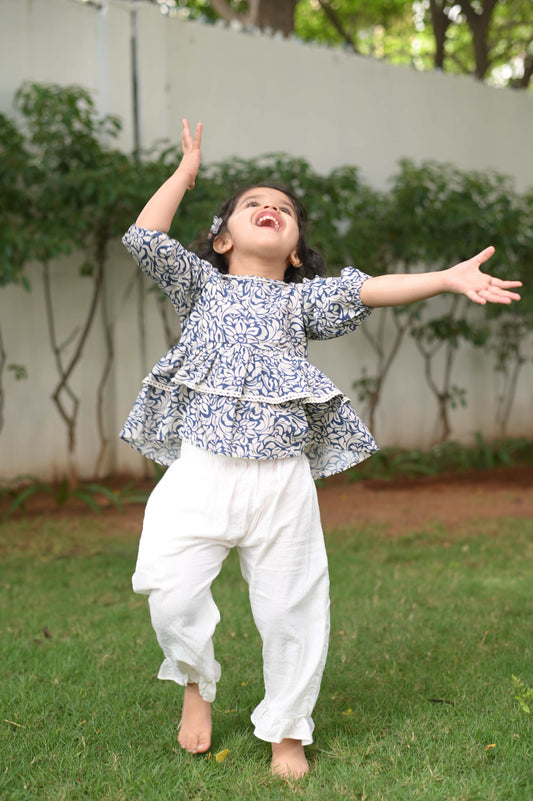Blue Floral - Top & Pants Set