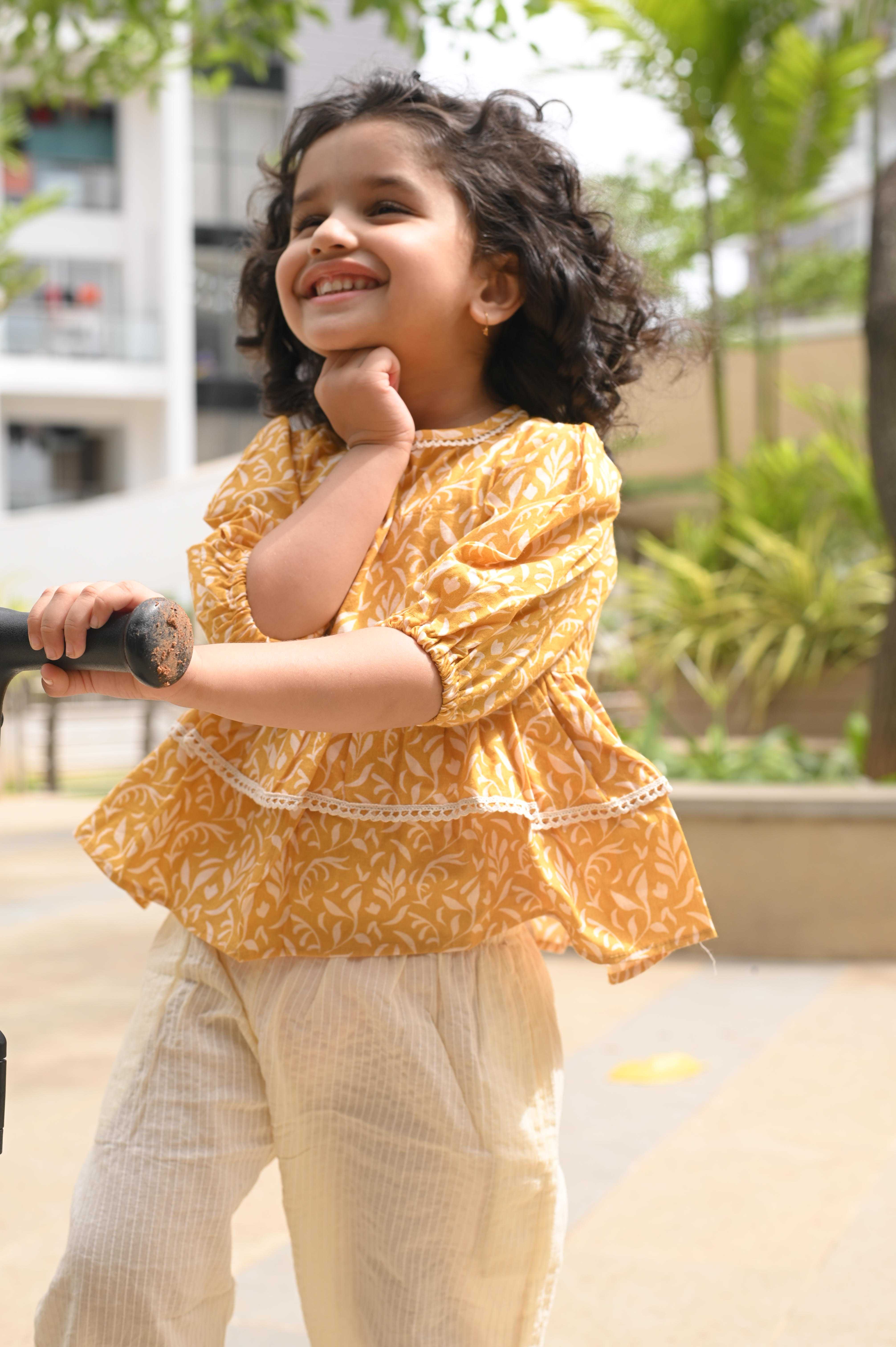 Mustard Floral - Top & Pants Set Secondary image