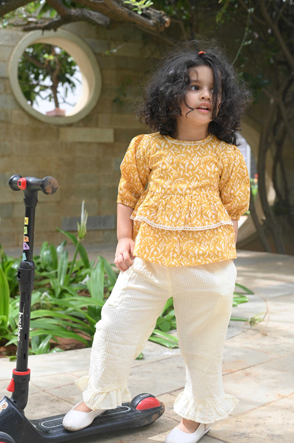 Mustard Floral - Top & Pants Set