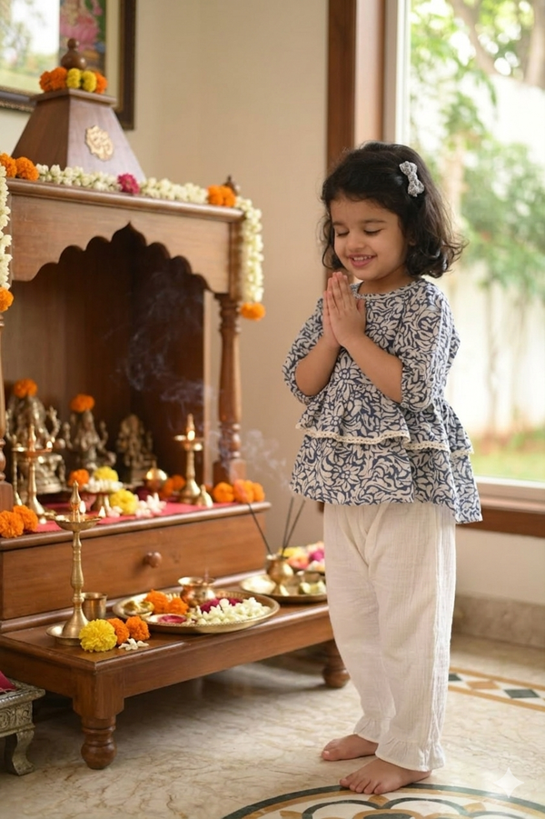 Blue Floral - Top & Pants Set