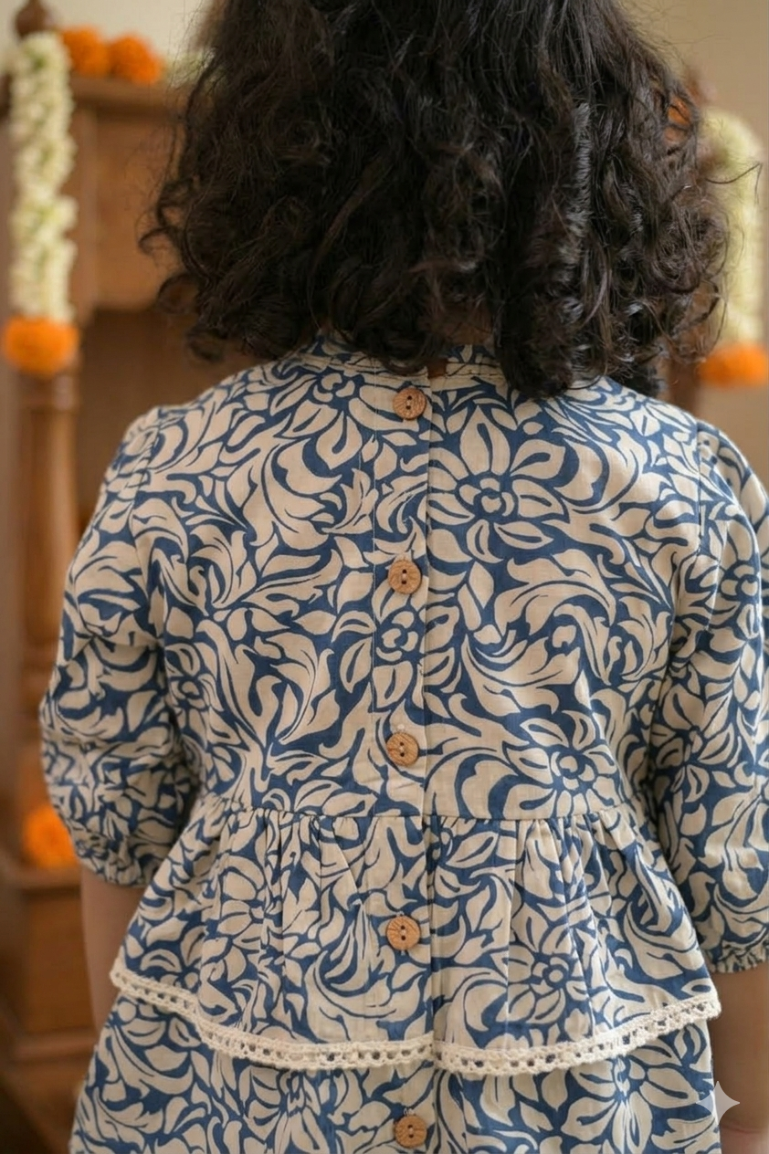 Blue Floral - Top & Pants Set