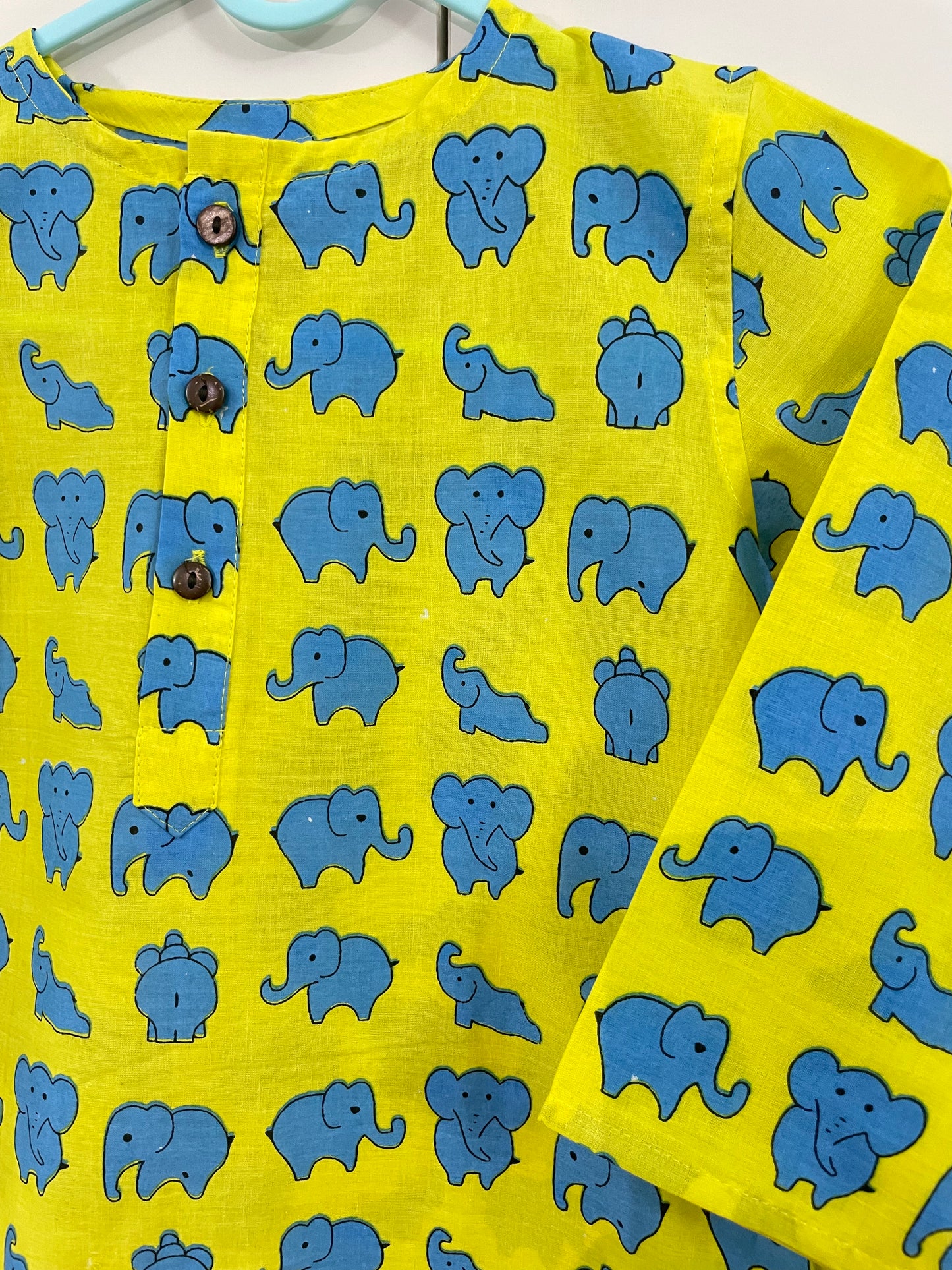 Dreamy Elephants Sleepwear - Kids pure cotton elephant printed night suit - Yellow