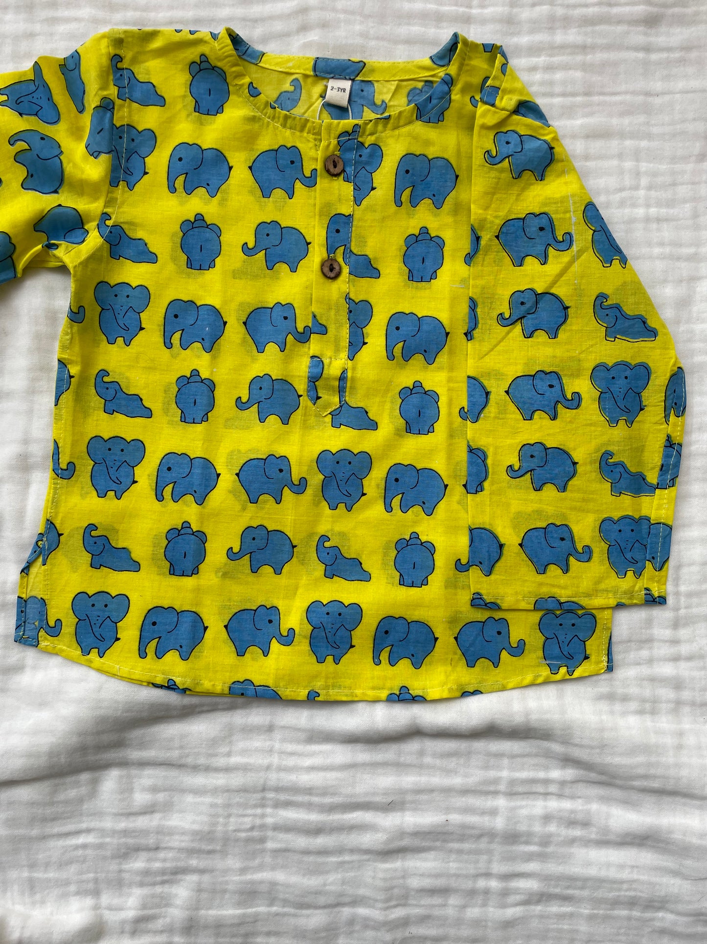 Dreamy Elephants Sleepwear - Kids pure cotton elephant printed night suit - Yellow