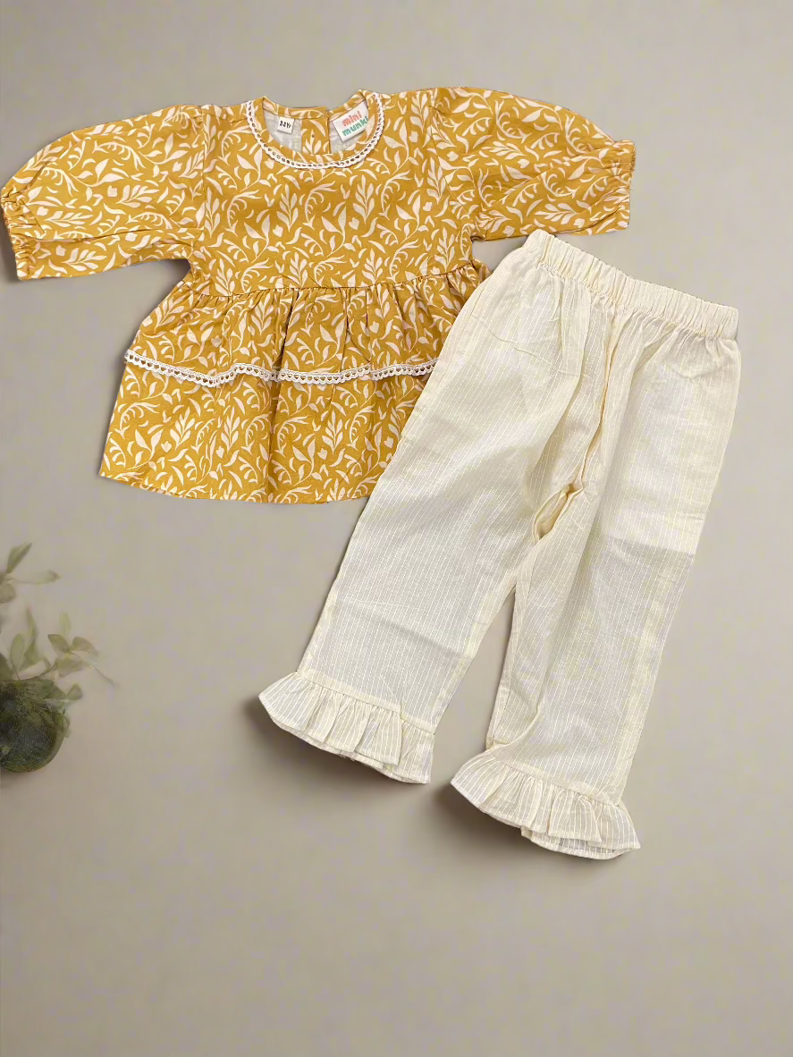 Mustard Floral - Top & Pants Set